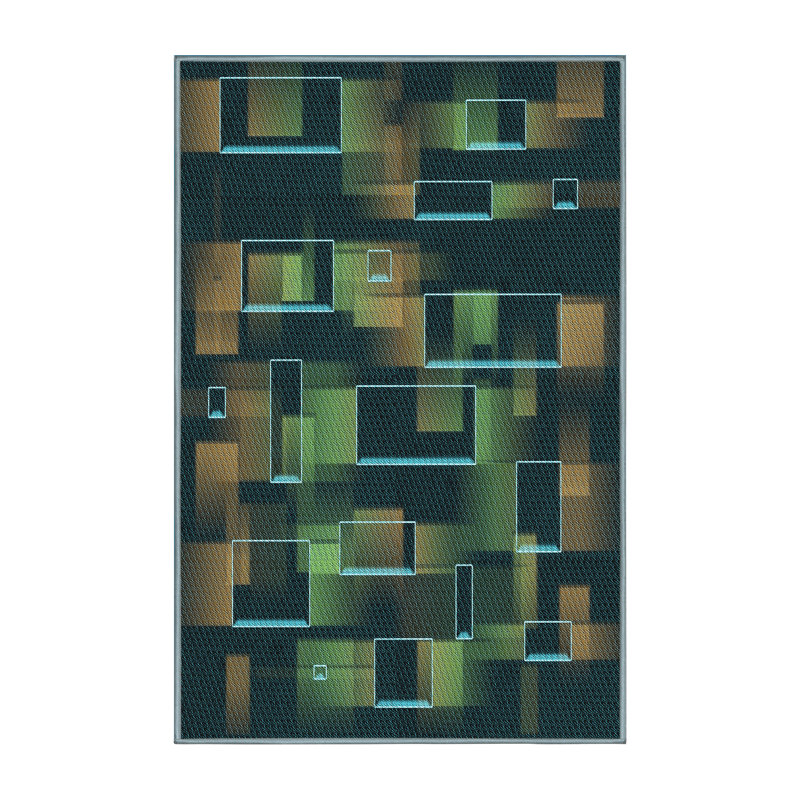 Tapis abstrait vert / noir Aeriana, Rectangle 8 pi x 12 pi