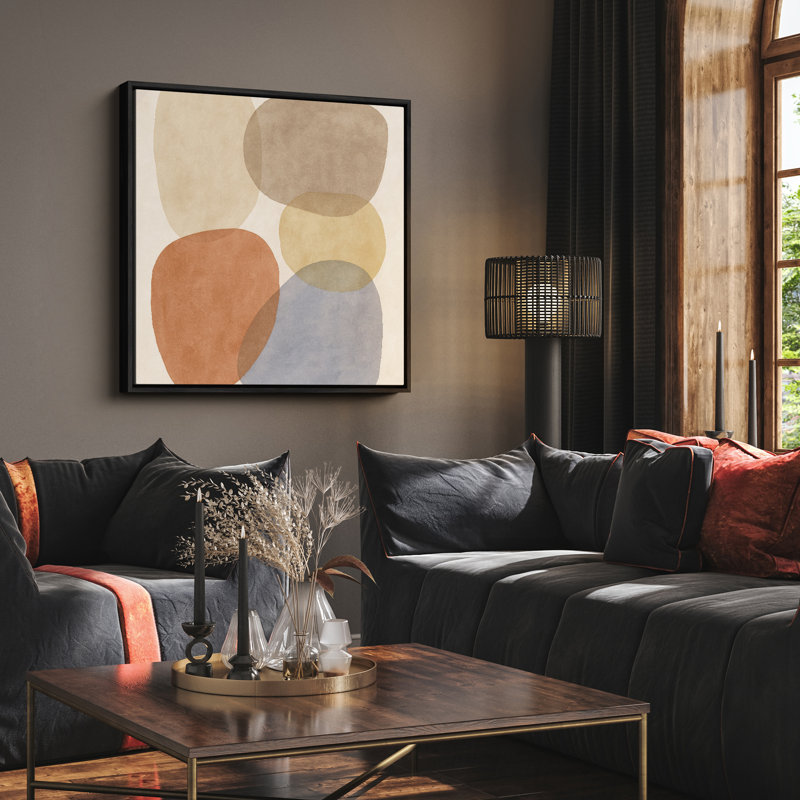 Art mural encadré abstrait rétro antique classique pour chambre à coucher, Noir, H 24 po x l 24 po