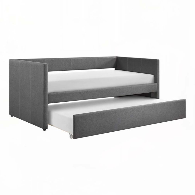 1Pc Daybed With Trundle, Twin Daybed, Dark Gray