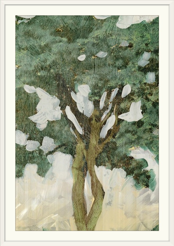 «Tree Line III» par PI Galerie, reproduction d'art, Cadre blanc, H 32 po x l 24 po x P 1 po