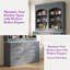 Grand garde-manger 2 pièces avec plateau en faux marbre, 5 tiroirs et tablettes réglables-129059910