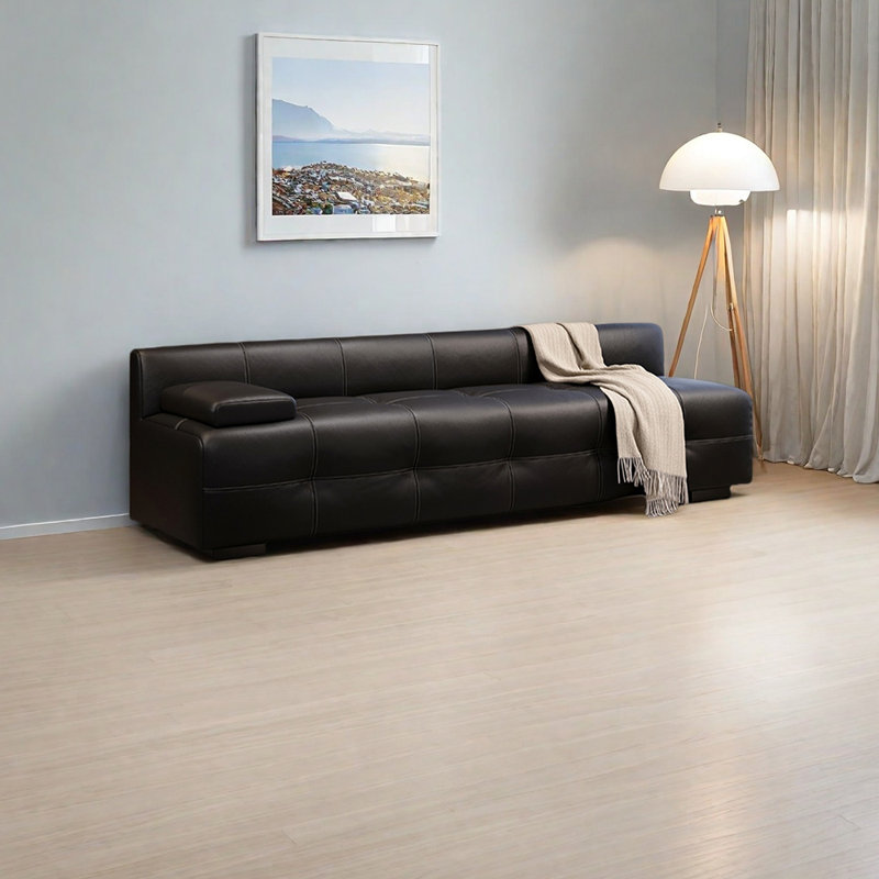 Élégante chaise longue élégante en similicuir, Orienté à gauche (vu de face), Noir