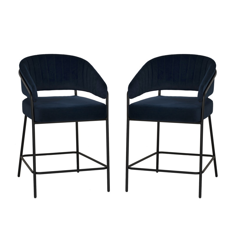 Sheriden Upholstered Counter Stool, Navy