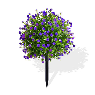Boule de topiaire artificielle en forme de buis 1PC avec piquets, faux arbres résistants aux rayons UV, plantes, arbustes, verdure pour jardinières, cour, porche, sentier, décoration de bureau