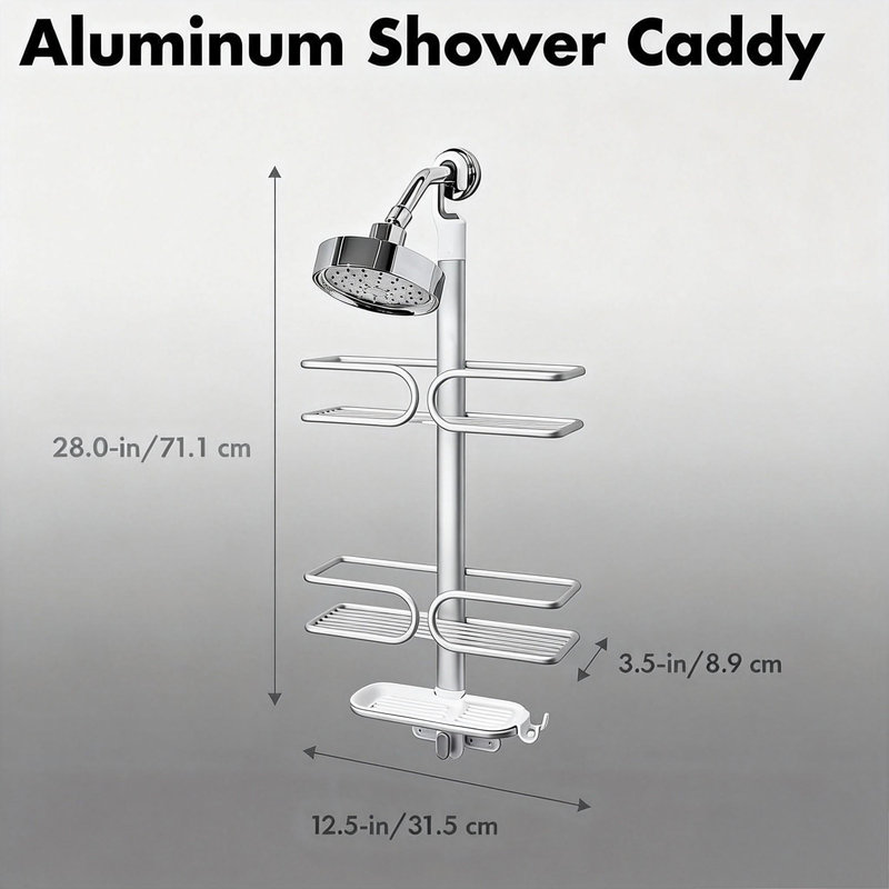 Serviteur de douche à 3 niveaux en aluminium (blanc)