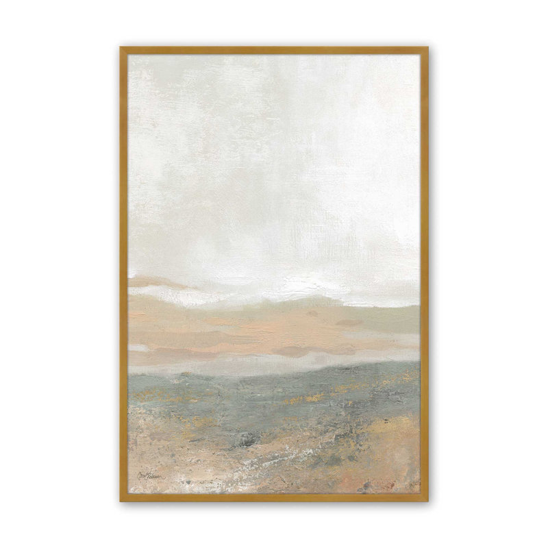 Imprimé abstrait de chant de la terre, Papier avec cadre simple doré poli, H 25,25 po x l 19,25 po x P 1,25 po
