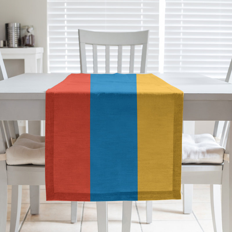 Chemin de table basket Oklahoma City, L 72 po x l 16 po, Orange / Bleu / Jaune, Polyester sergé