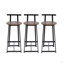 Ensemble de 3 tabourets de bar à hauteur de comptoir avec dossier et chaises sans accoudoirs pour îlot de cuisine (noir et brun noyer)