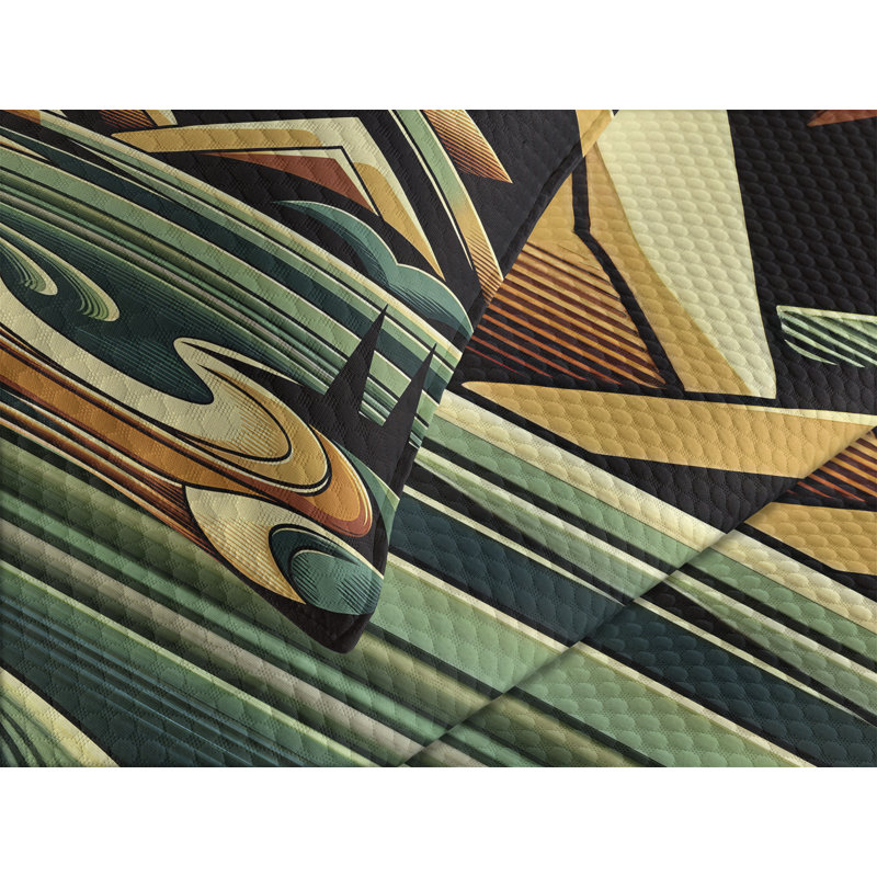 Polyester Abstract Coverlet, King Coverlet / Bedspread + 2 Standard Shams