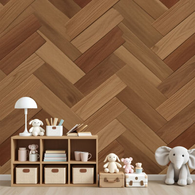 Papier peint pelez et collez, bois de chevron, bois brun chaud, texture de bois naturel, peintures murales rustiques, H 69 po x l 96 po, papier peint amovible en PVC, adhésif pour chambre à coucher, bureau à domicile
