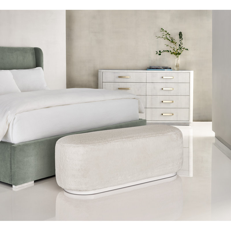 Banc rembourré 54 po en tissu crème Bunny
