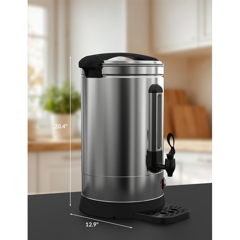 80 Cups Coffee Urn, 12L/3.2 Gallon Double Wall Commercial Coffee Maker, Stainless Steel Hot Water Urn, Large Coffee Maker for Buffet Catering, Meeting, Wedding