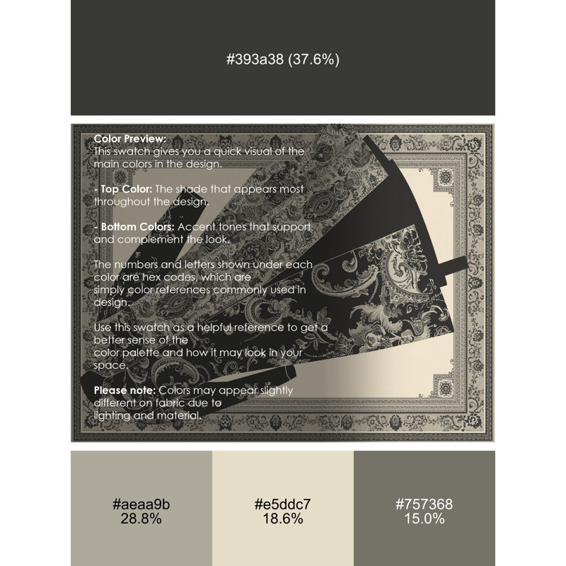 Tapis oriental gris et noir lavable à la machine Buckland, 4 x 2