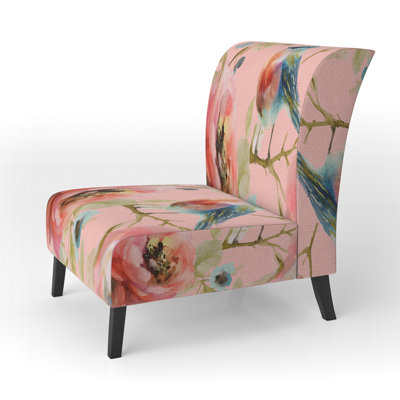 Beautiful Bird Romance I - Upholstered Traditional Accent Slipper Chair by Red Barrel Studio