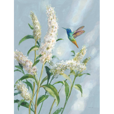 Hummingbird Spring II - impression sur toile tendue - bleu doux