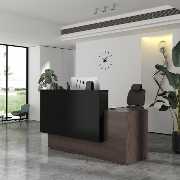 Ebern Designs Royalle Rectangular Synthetic Laminate Reception Desk ...