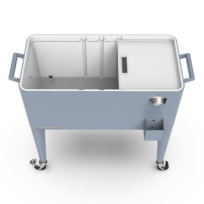 Permasteel - 80QT Retro Rolling Patio Cooler with Divider - Blue
