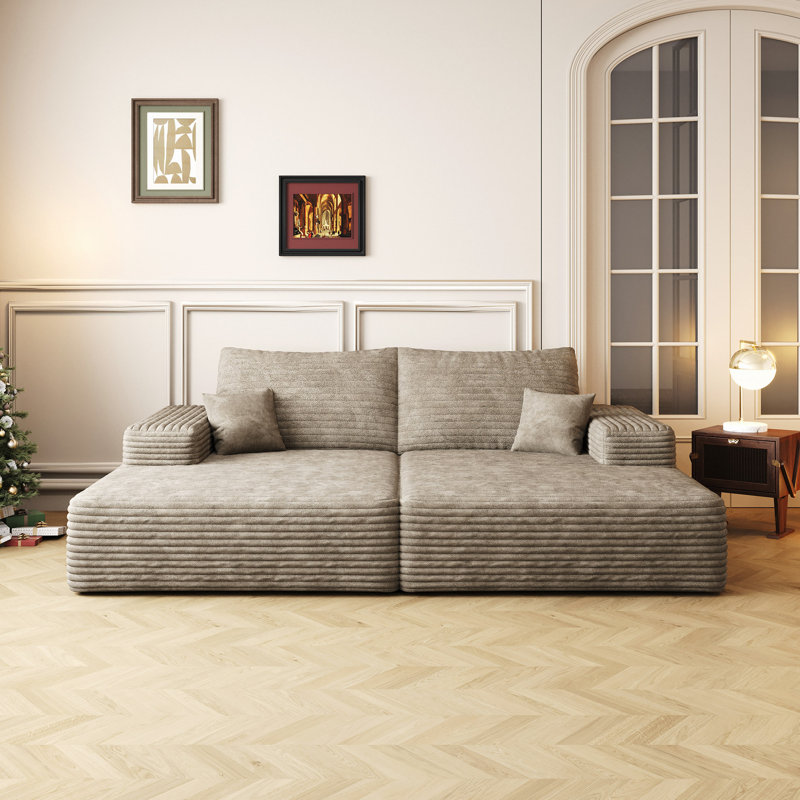 Boneless Celestarae 74.8" Modern Sofa Bed With Dual Sleeper Lounger, Camel
