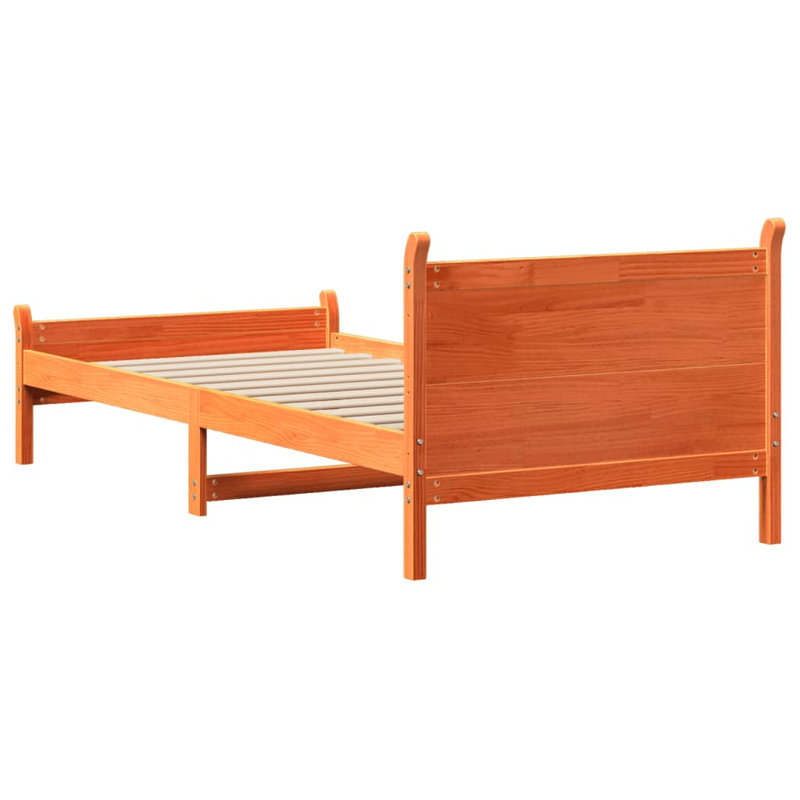 Solid Wood Bed, European Single (90 x 200cm), Wax Brown