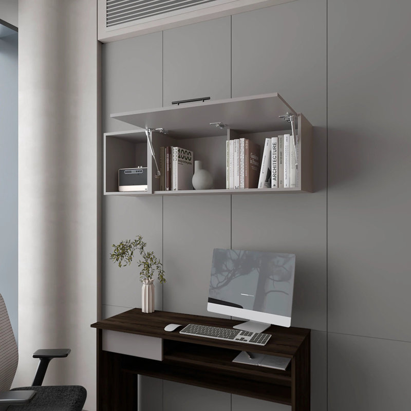 Wall Cabinet With Pneumatic Arms And Open Storage