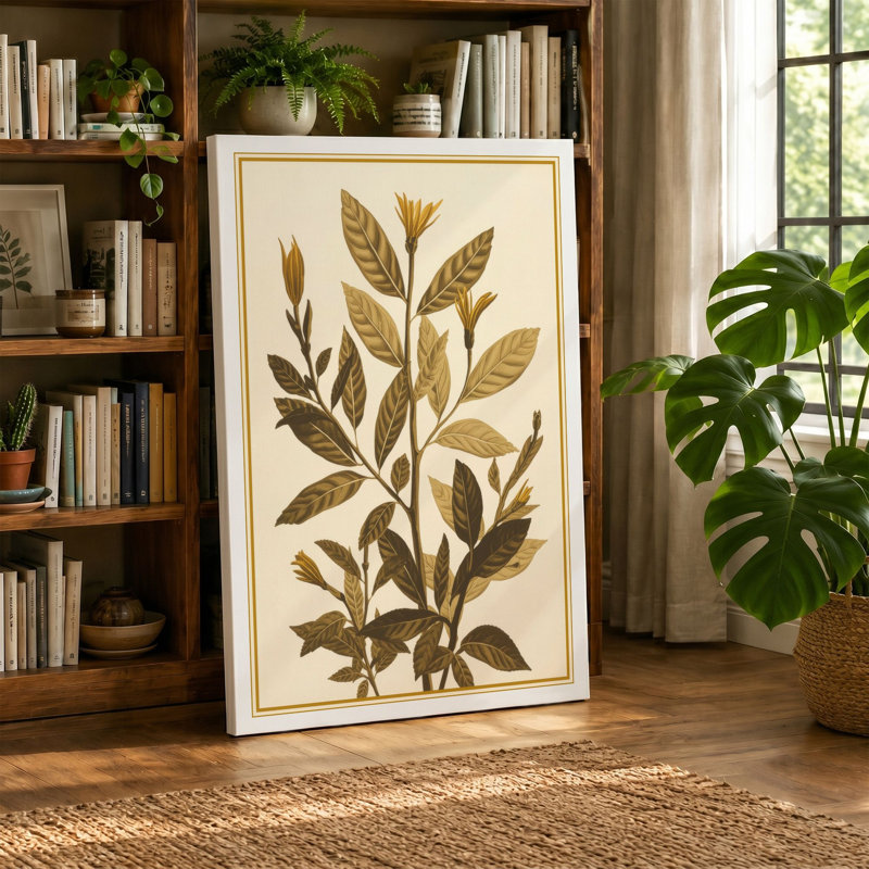 Single Stem Study Botanical - Wrapped Canvas, 30x20 - 76.2 x 50.8 cm, Cream Border