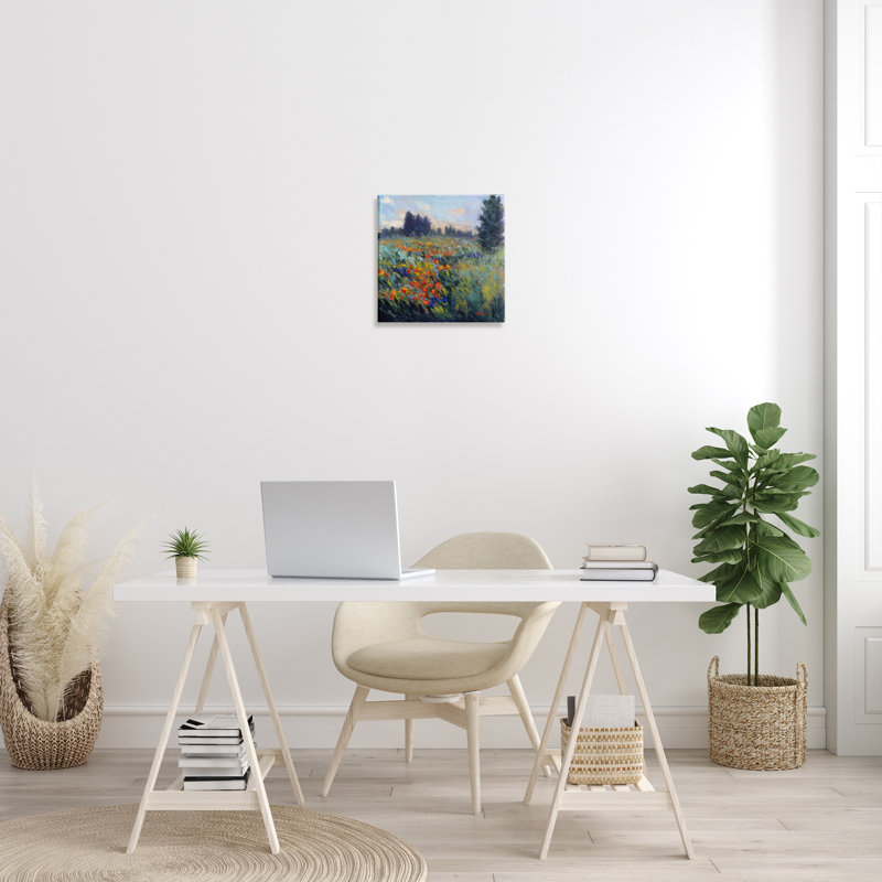 «Flower Meadow Landscape» sur toile, H 17 po x l 17 po x P 1,5 po