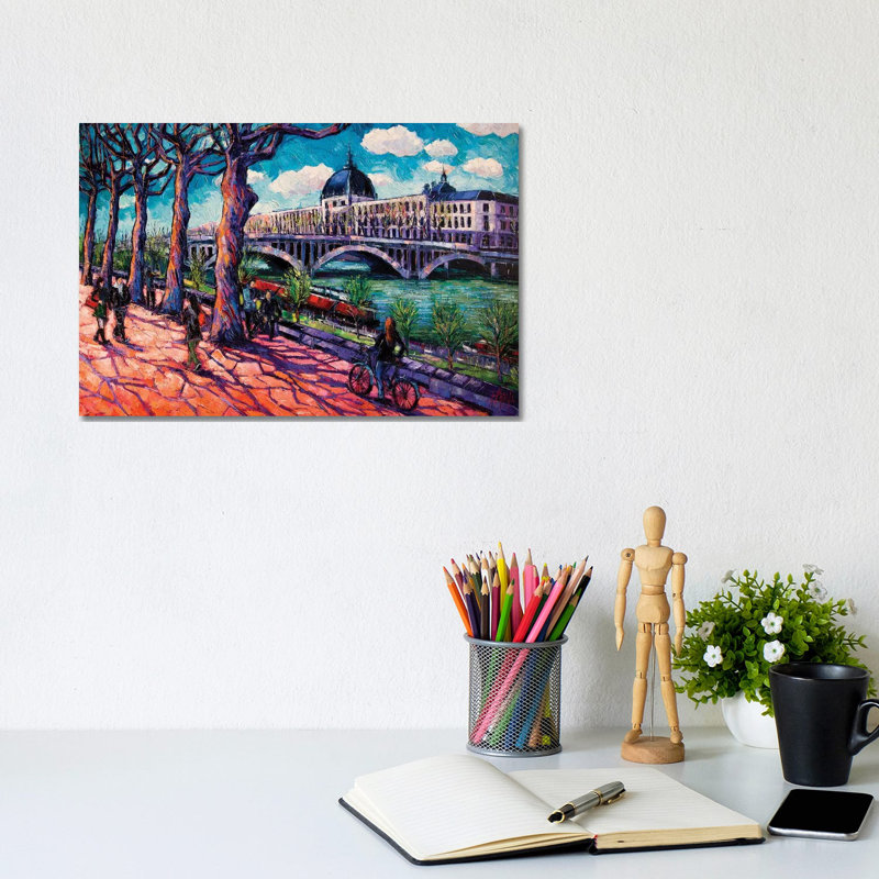 Spring On The Banks Of The Rhône Lyon France by Mona Edulesco - Wrapped Canvas Gallery-Wrapped Canvas Giclée