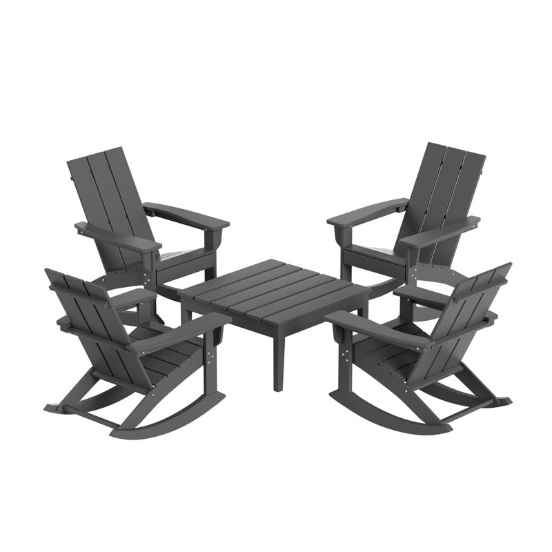 Joubert Outdoor Adirondack Chair With Table, Gray