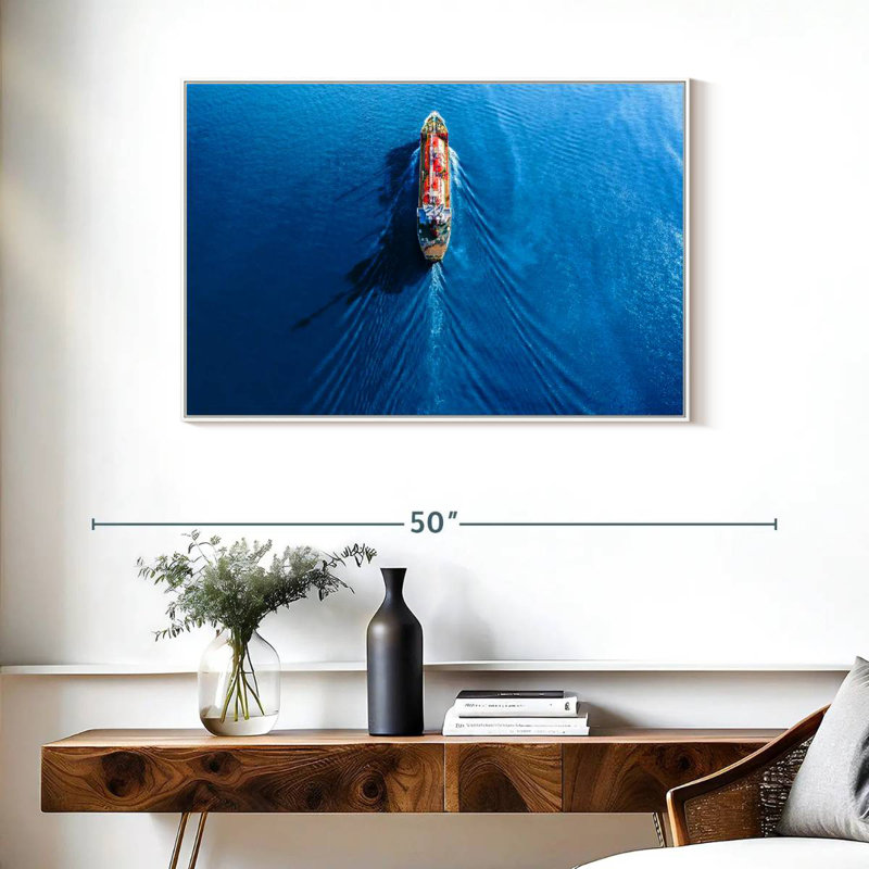 Sailing Tanker, Floating Frame White, 37" X 25"