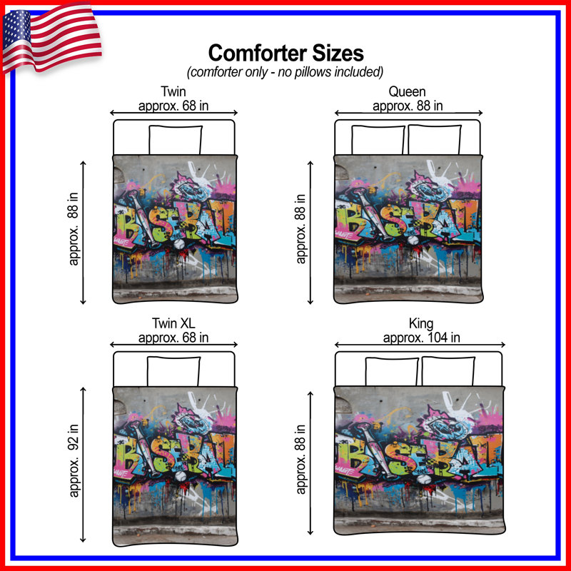 Graffiti Baseball Bat Street Comforter, Twin
