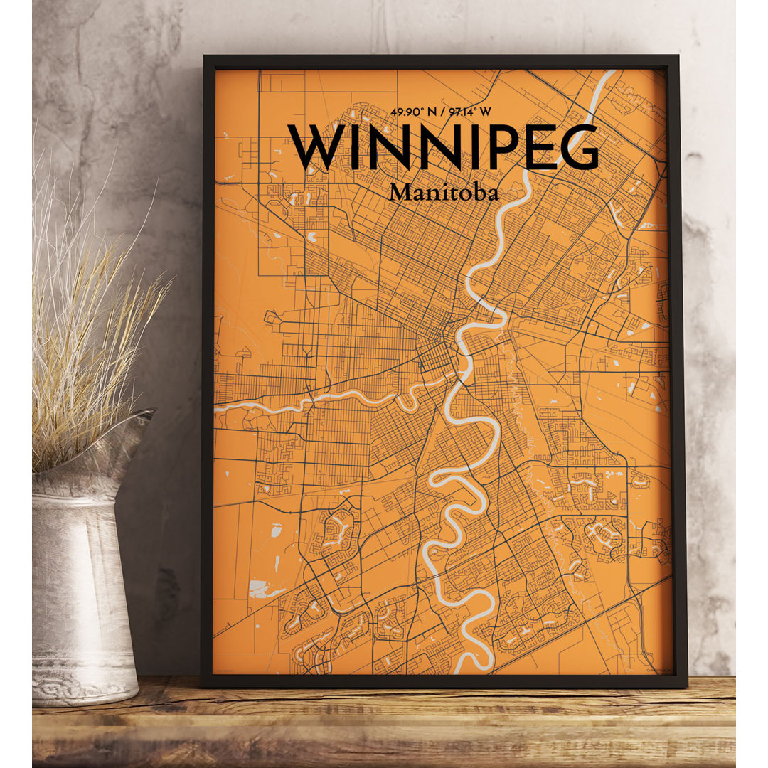 Winnipeg City Map - No Frame Print