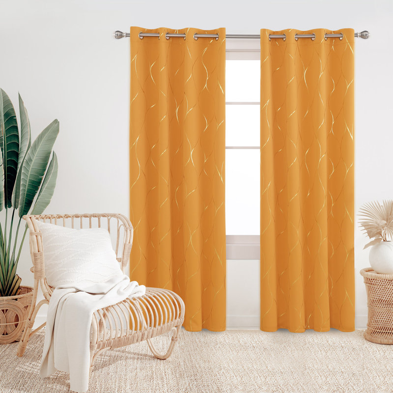 Boulus Room Darkening Curtain Pair, 42" W x 63" L, Orange Flame