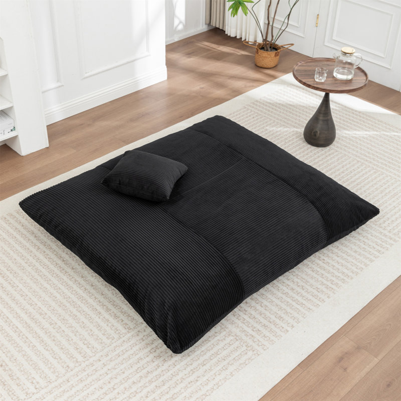 Floor Bean Bag Chair, Black Corduroy