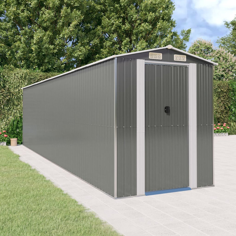 Remise de rangement en acier, gris, 75,6 po x 271,3 po x 87,8 po