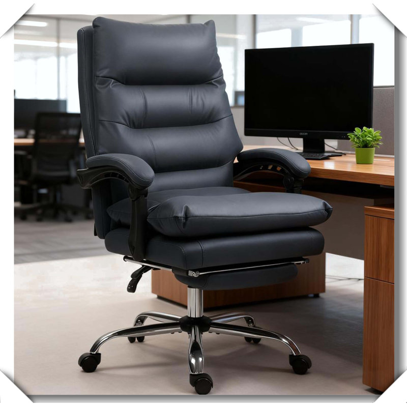 Microfibre Massage Office Chair Heated Reclining With Footrest, Dark Gray