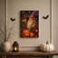 Toile mauve mauve avec lanterne rougeoyante et art mural d'Halloween-1235723336