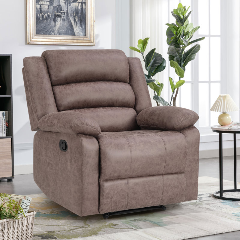 Jerneshia 38'' Wide Modern Overstuffed and Soft Manual Recliner, Taupe Gray