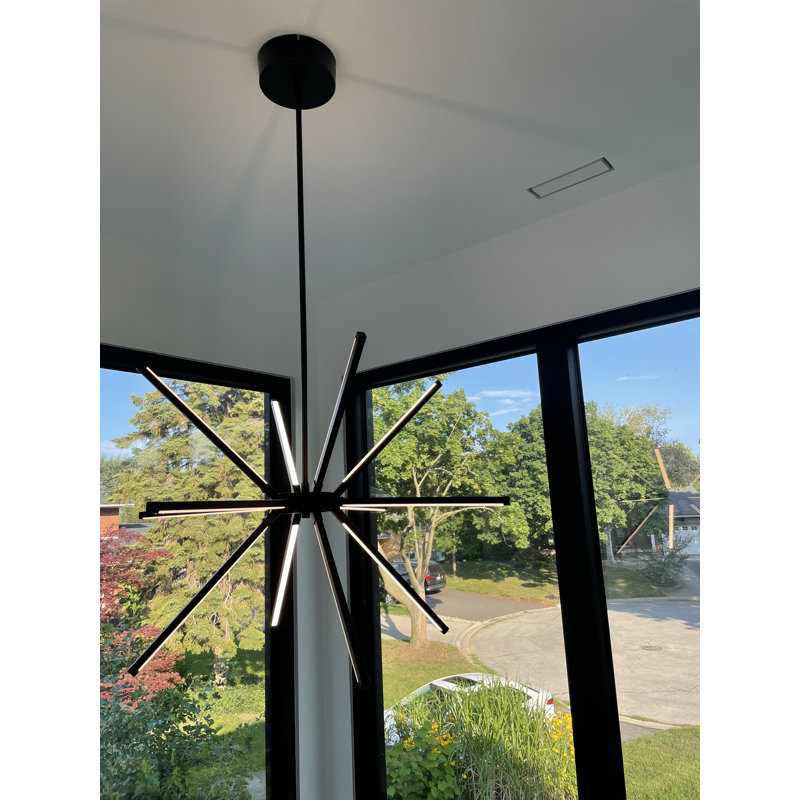 Lustre linéaire Spoutnik à 12 lumières Ringwood, Noir mat