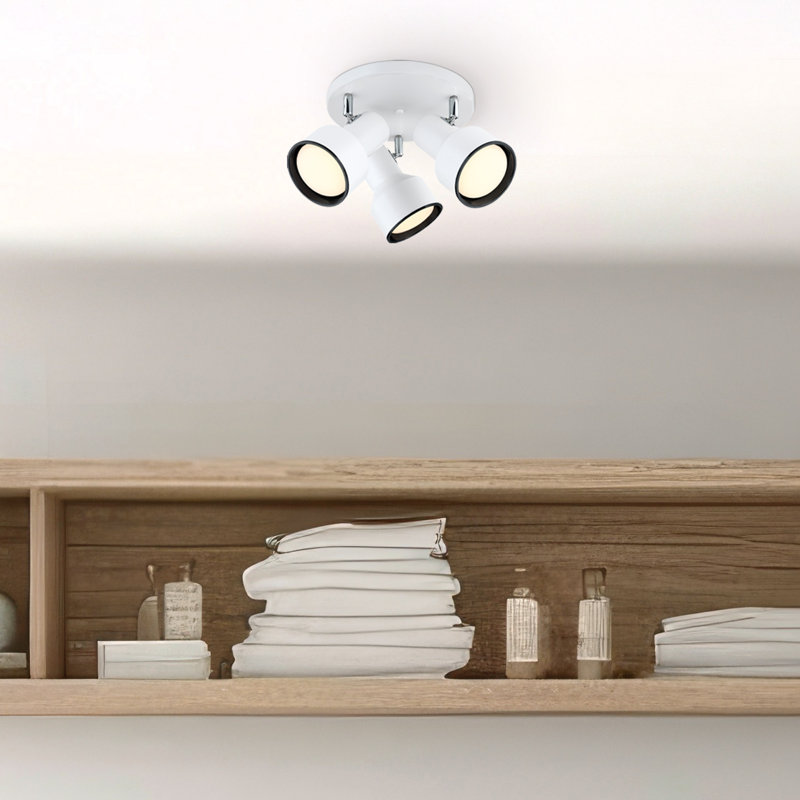  Remick Three Light Indoor Multi-Directional Flush Mount Fixture, Off White Finish