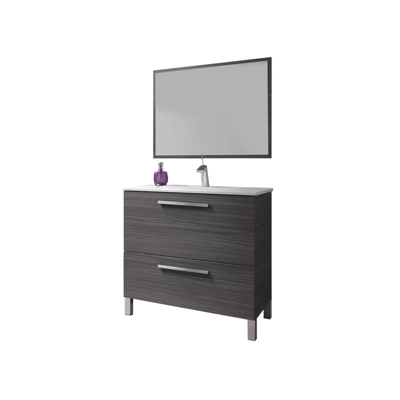 Dishaun 80cm Single Bathroom Vanity Base Only, Grey
