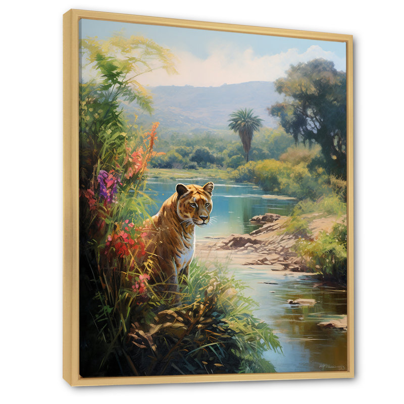 Green Panther Impressionist Retreat sur toile, H 40 po x l 30 po x P 1,5 po, Cadre naturel flottant