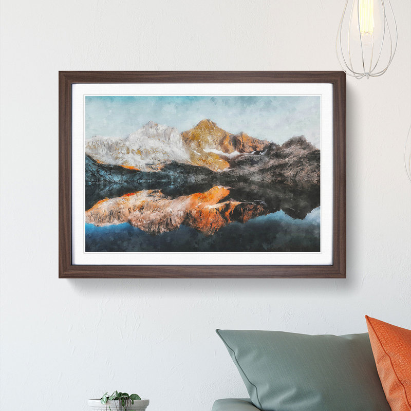 Reflection of the Alps - Framed Print, Walnut Framed, 62cm H x 87cm W x 2cm D