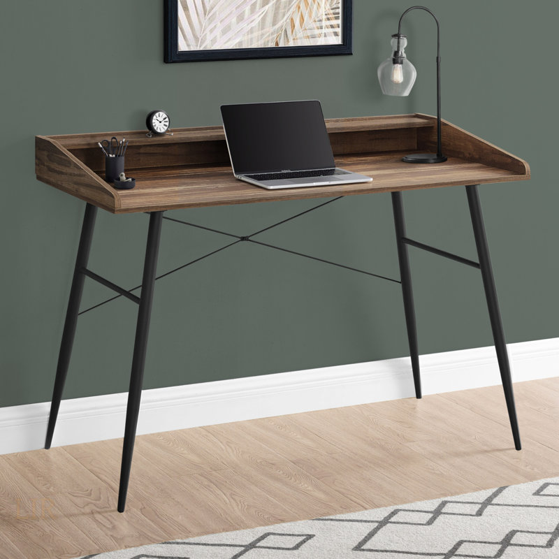 Bureau d'ordinateur, bureau personnel, ordinateur portable, tablettes de rangement, L 48 po, travail, stratifié, métal, contemporain, moderne