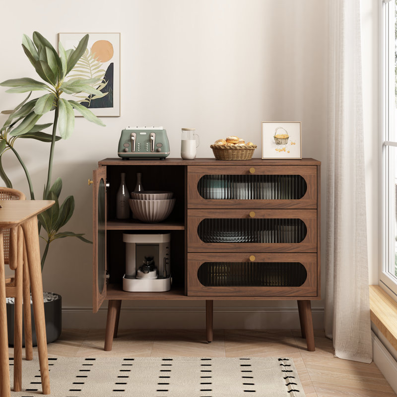  Buffet moderne de 39,5 po avec portes en verre