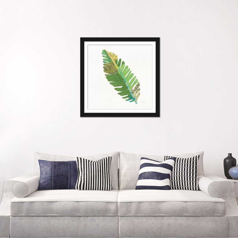 « tropical fun palms iv », impression sur toile, H 16 po x l 16 po x P 1 po, Papier d'art encadré noir, Blanc