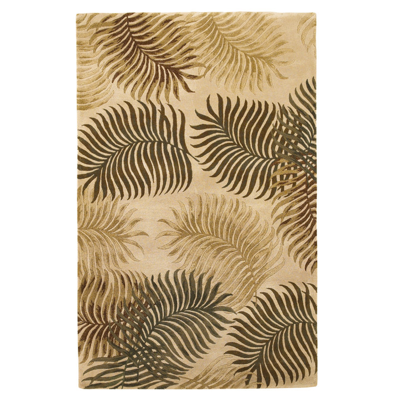 Delview Floral Handmade Tufted Wool Area Rug, Rectangle 3'3" x 5'3", Natural