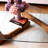 Retro Burlywood Solid Wood Glass Triangle Coffee Table