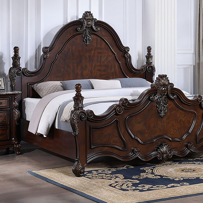 Granntam Low Post Bed, Dark Cherry, Queen