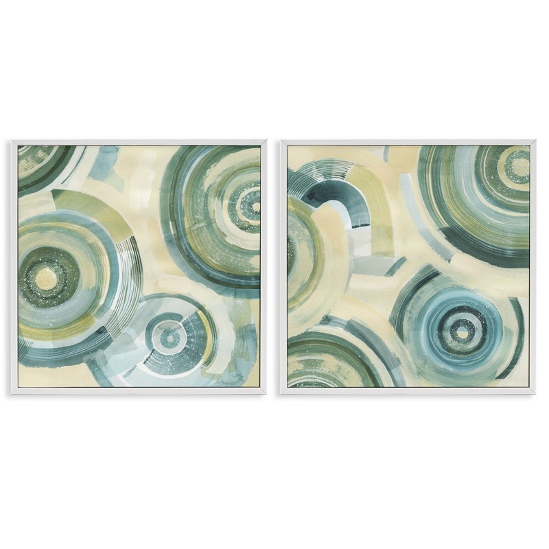 Ensemble de 2 giclées encadrées Modern Passiflora Circles, design par Grace Popp, H 12 po x l 24 po
