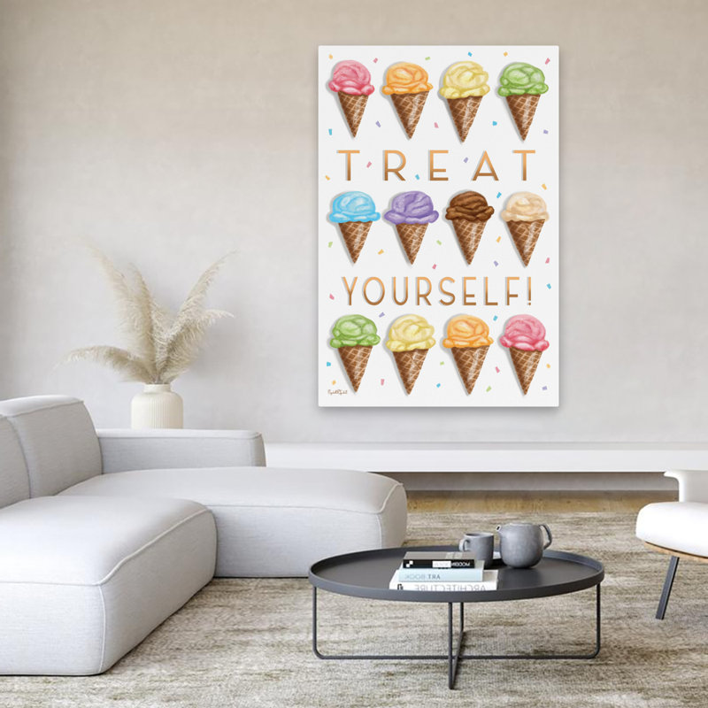 Traiter la crème glacée - Art contemporain inspirant des cornets de crème glacée, H 40 po x l 60 po